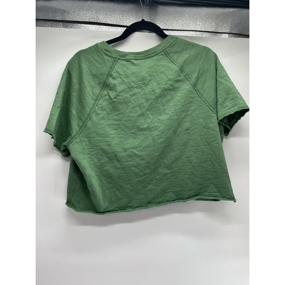 Victoria's Secret PINK Summer Lounge Cotton Short Sleeve Cropped Tee Large Green